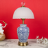 Blue Lattice Ceramic Table Lamp for Bedroom